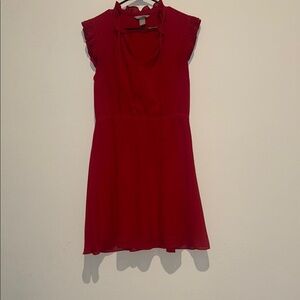 H&M Red Mini Dress with Ruffle Sleeves